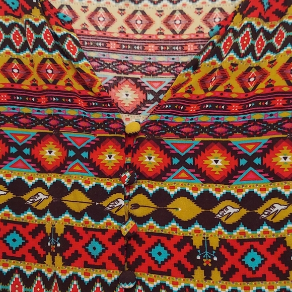 Umgee smock babydoll boho dress with fringed vest - Picture 3 of 8